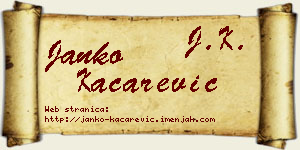 Janko Kačarević vizit kartica